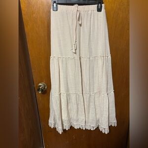 Western Cream lace detail Maxi Skirt